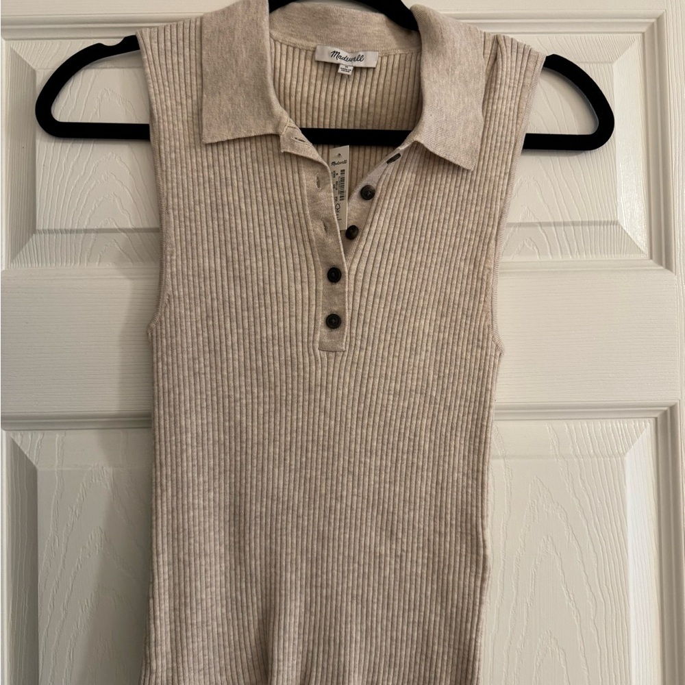 Madewell Beige Fitted Ribbed Tank Top